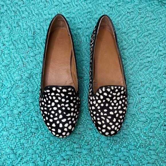 J. Crew Womens Cora Black Leopard Calf Hair Loafers NWT - Picture 9 of 9